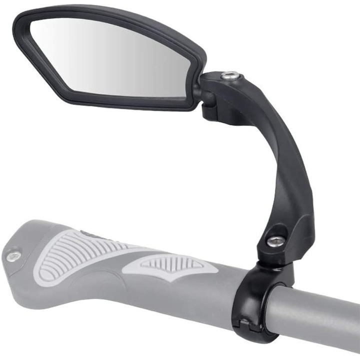 Oglinda bicicleta reglabila 360°, sticla rezistenta impact, neagra, 21x23mm