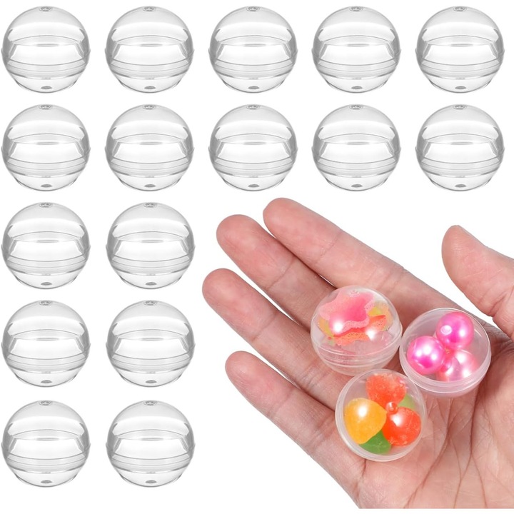 100 Bile Plastic Transparente pentru Aparate Capsule, Jucarii, Artizanat