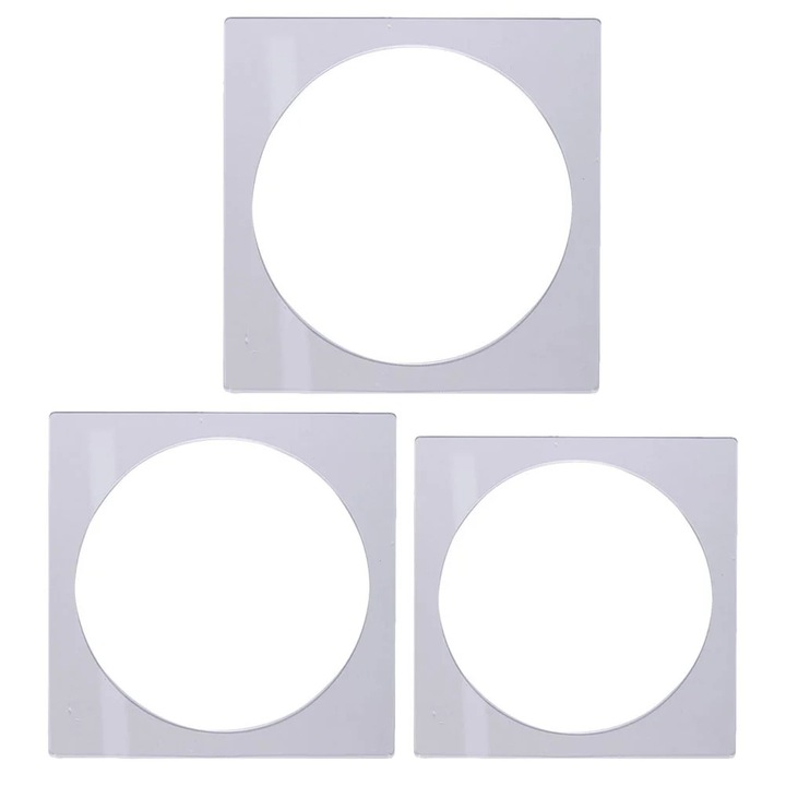 Set 3 forme prajituri acrilice transparente, 22x22x0.2cm, 20x20x0.2cm, 15x15x0.2cm