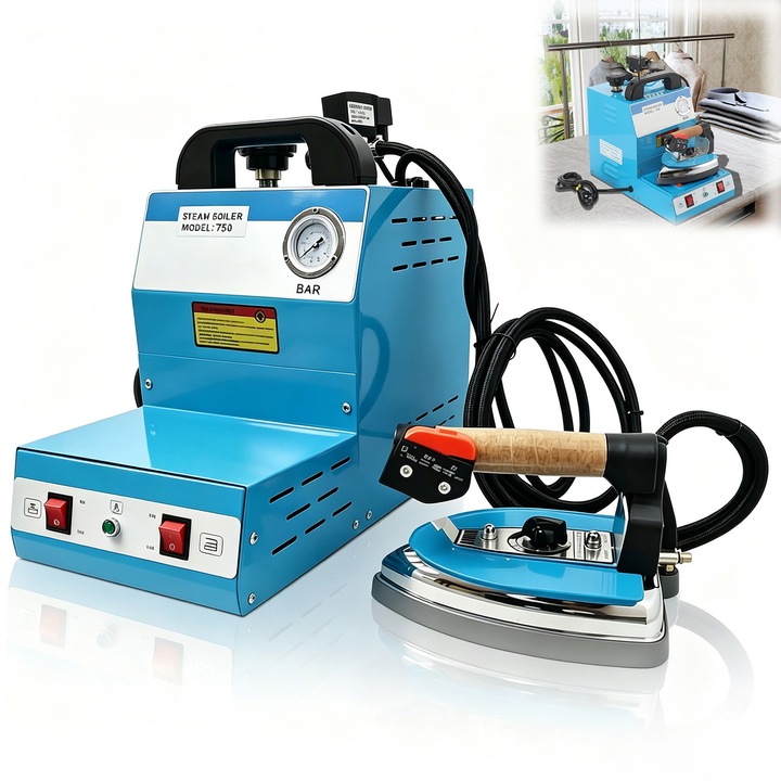 Statie de Calcat Profesionala, Wulnar, 1600W, 4.0 Bari, Rezervor Apa 4 L, Incalzire Ultra Rapida, Maner Ergonomic, Dimensiuni Compacte pentru Utilizare Eficienta in Orice Spatiu de Lucru, 48x31x39cm, Albastru