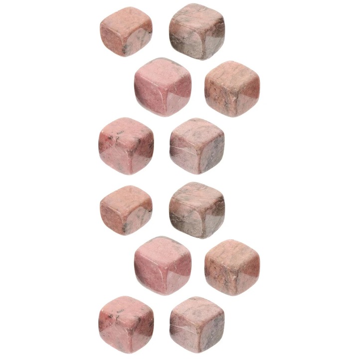 Cuburi de gheata reutilizabile pentru whisky, piatra roz, 2x2x2cm, set 12 bucati