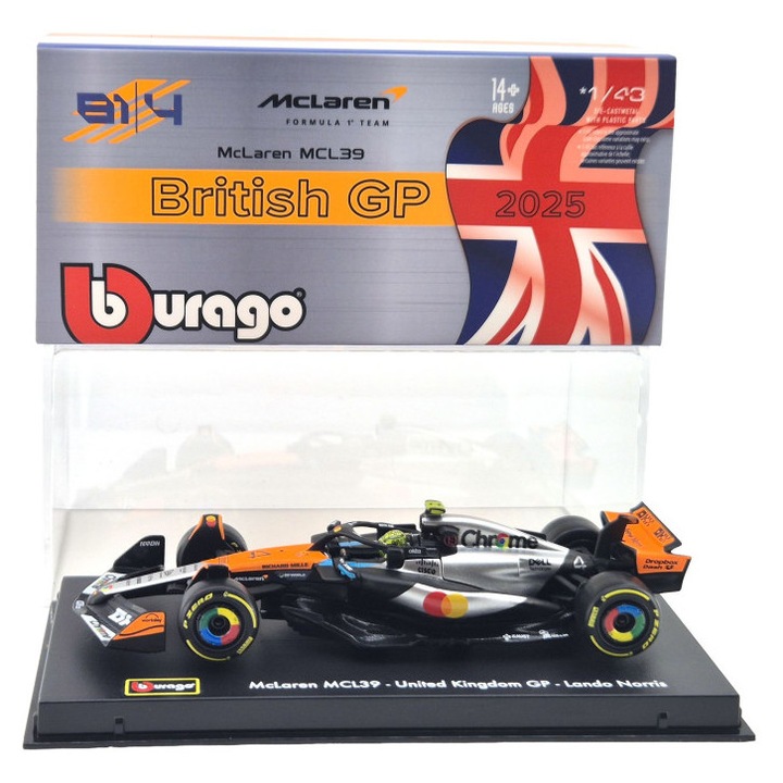 McLaren MCL39 F1 #4 (2025) - Silverstone British GP - Lando Norris - PILÓTÁVAL - Bburago - 1:43