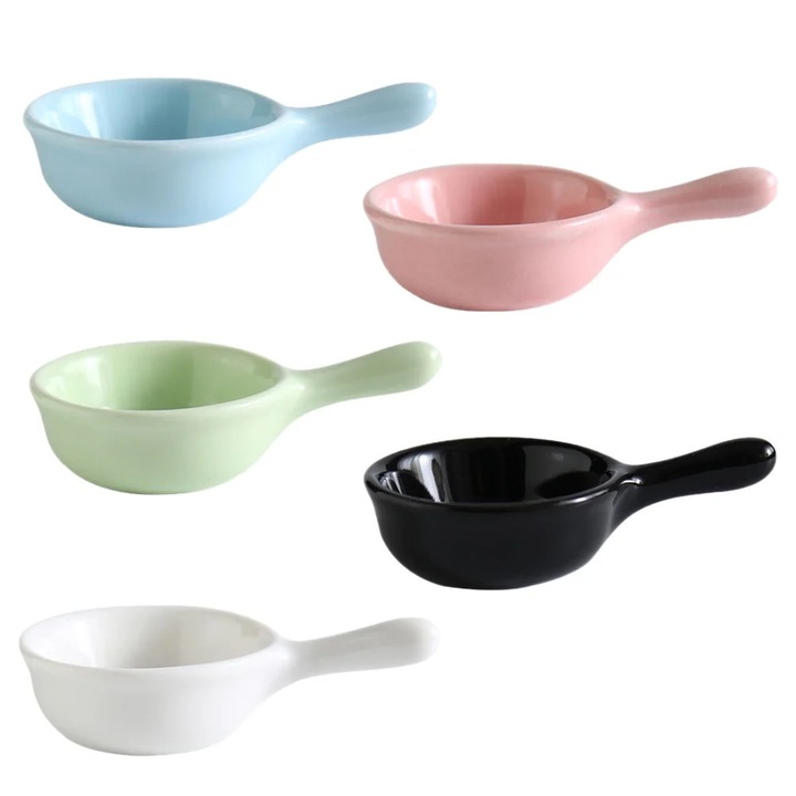 Set 5 farfurii ceramice mini, diverse culori, 10x6.5x2.5cm