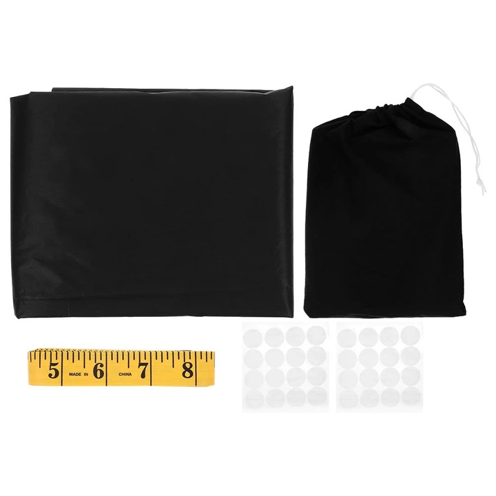Draperie blackout, negru, 145x100x0.1cm, material textil, taietura ajustabila