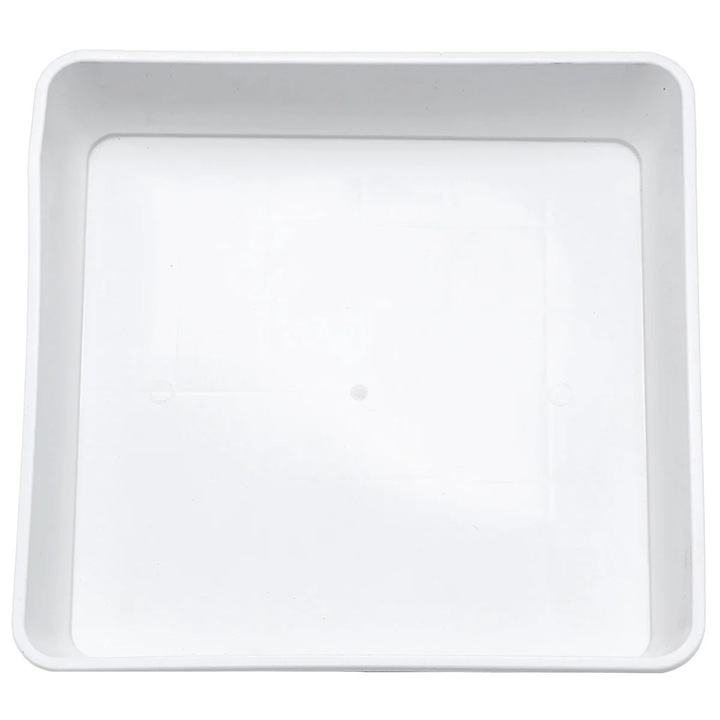Farfurie plastic groasa, alb, 41x41x6cm, antiderapanta