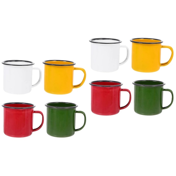 Set 8 cani din email ZYBLSSBB LSM2xh3841-BCS0053188, dim. 6.5×6.5×6 cm, multicolor (alb/galben/rosu/verde)