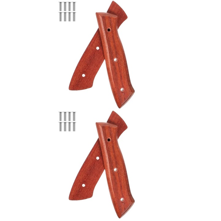 Maner pentru cutter, lemn si metal, rosu, 13.9x3.2x1.8cm, set 2 bucati