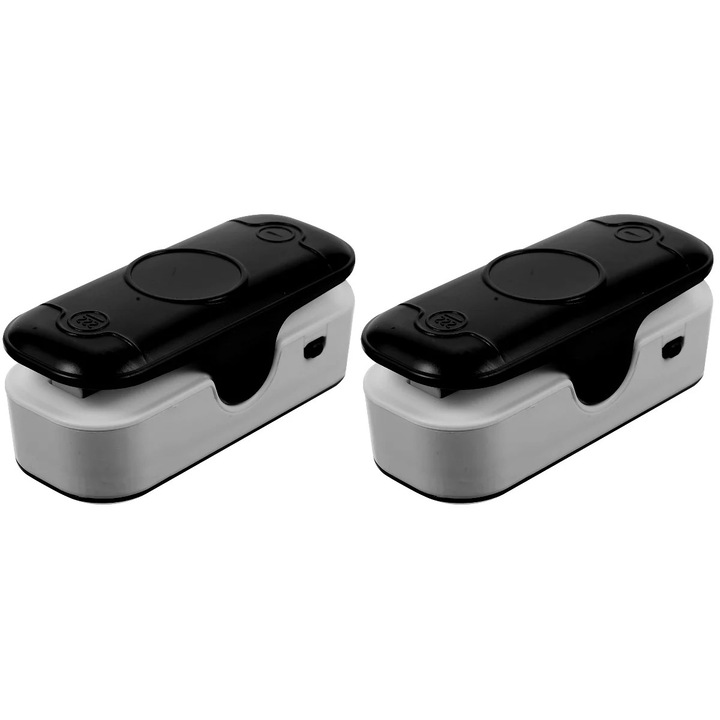 Sigilant pungi alimentare portabil, negru, 9.6x4x4cm, set 2 bucati