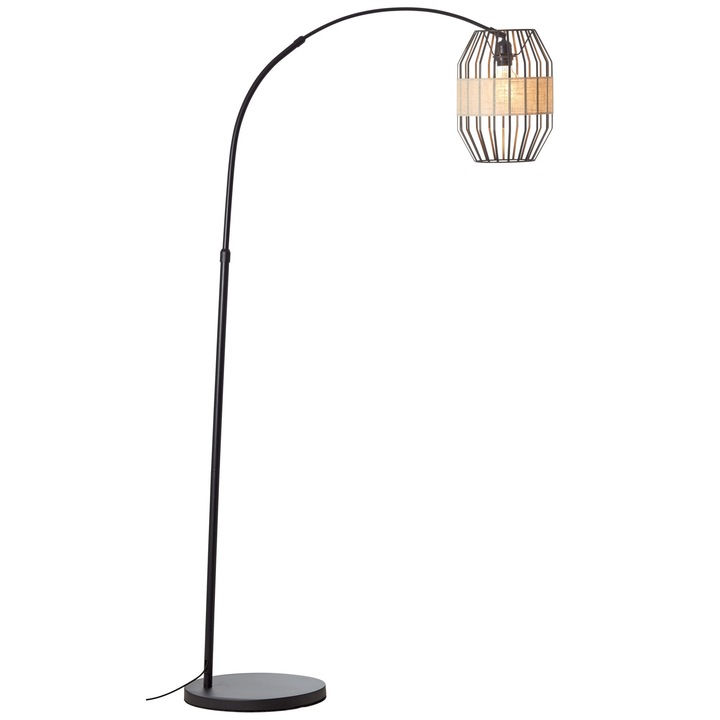 Lampadar Brilliant Slope Arc 93149/76, 1.5 m, negru/natural