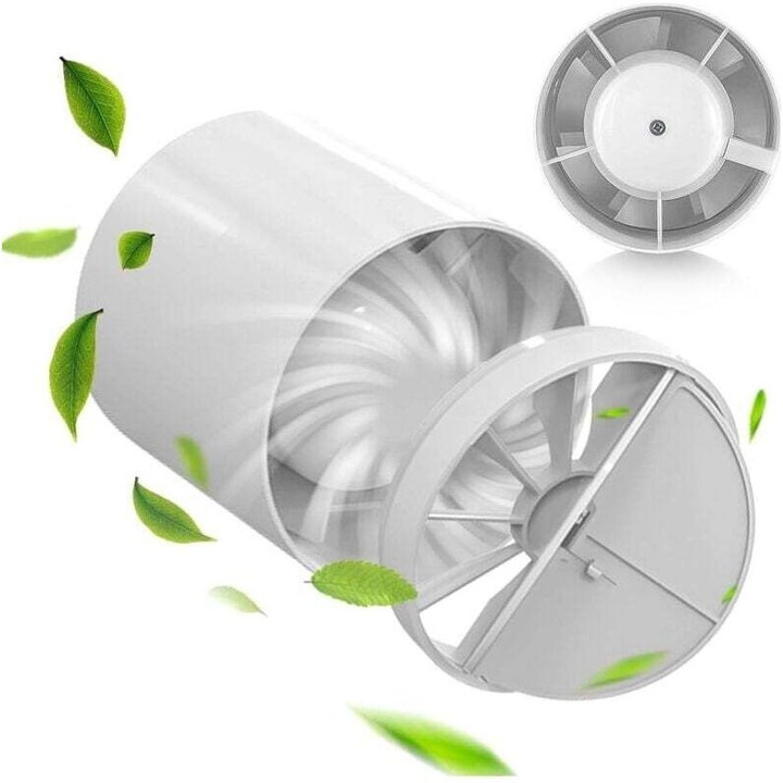 Csőventilátor 100mm, csendes ventilátor, ABS, 2200rpm, 12W, fehér