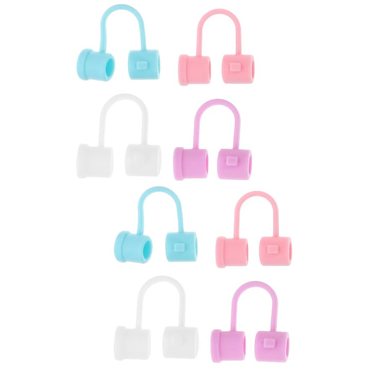 Capace din silicon pentru paie set 16 buc multicolor 3x1.2x1.2cm