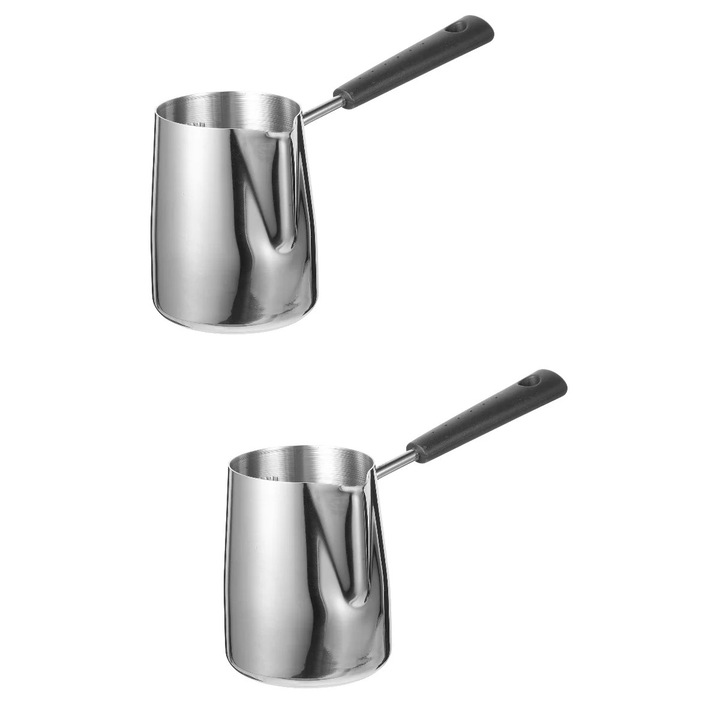 Cana spumare lapte inox 350ml, ergonomic, 18x9x7.5cm, set 2 bucati