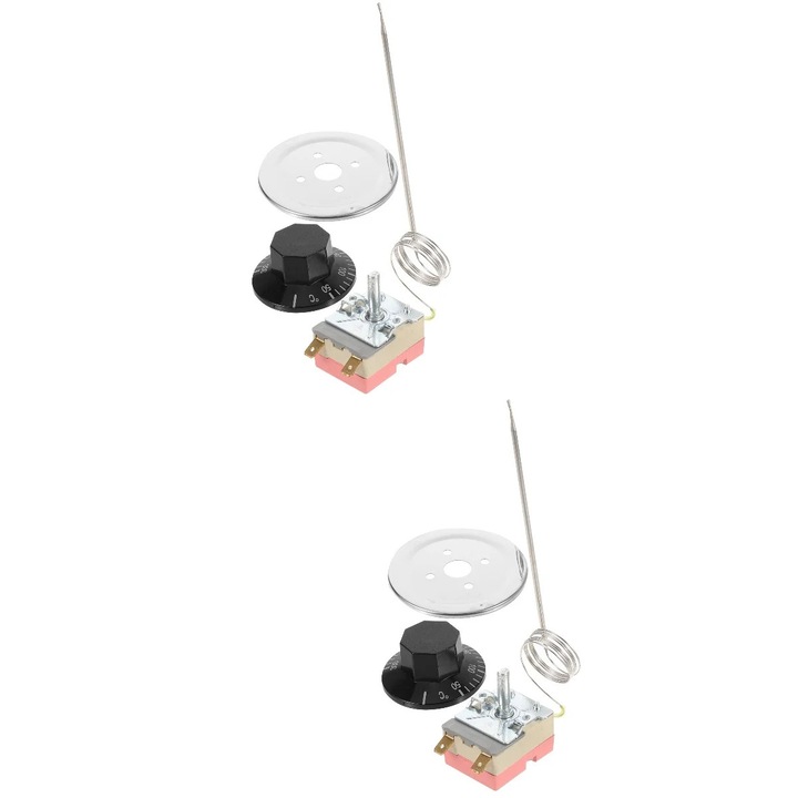 Set 2 termostate pentru friteuza si cuptor, control temperatura, negru, 15x7x4cm
