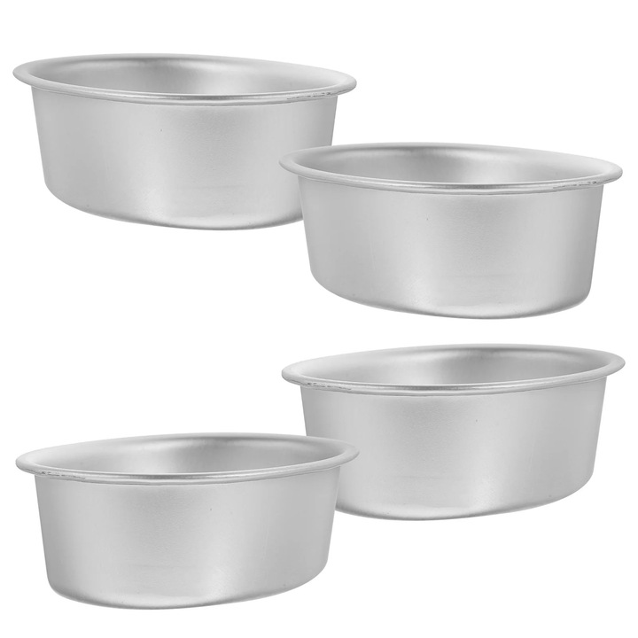Set 4 tavi copt oval rotund aluminiu 10.7x8.3x3.4cm argintiu
