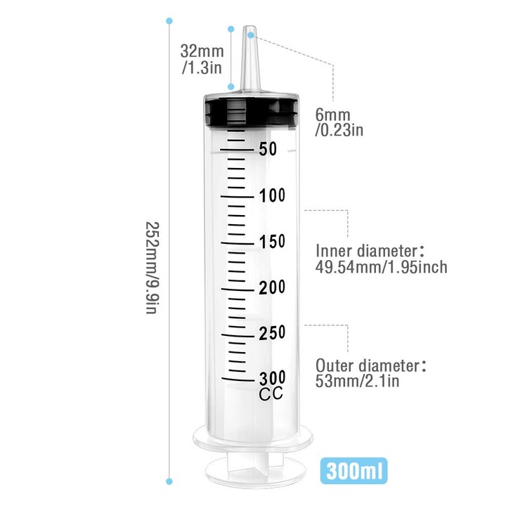 Seringa plastic 300ml cu cateter negru 25.5cm