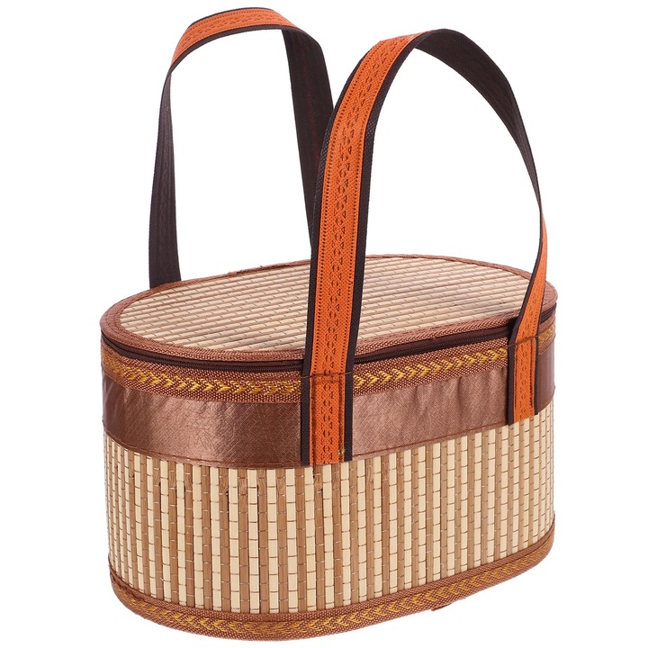 Cos din bambus pliabil, maro, 30x20x16cm, pentru depozitare si servire