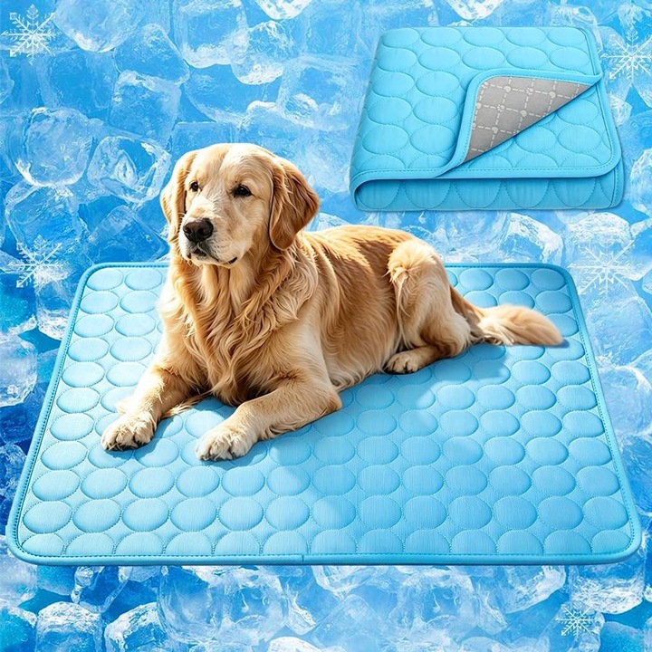 Охлаждаща постелка за кучета и котки, 40x30см, синя, XS, сгъваема и перяща се