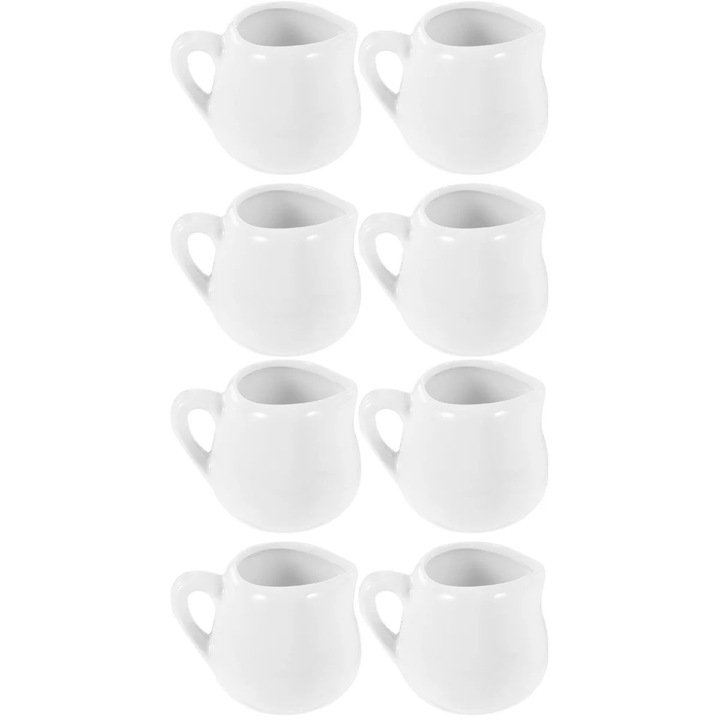 Set 8 ulcioare pentru lapte din ceramica ZYBLSSBB, 90 ml, alb