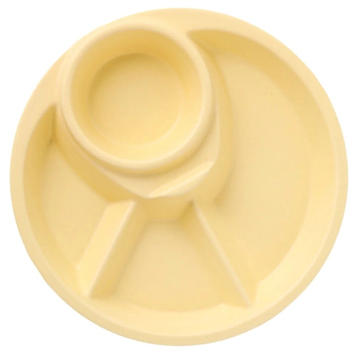 Farfurie ceramica impartita galbena 22x22x4cm