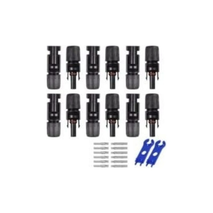 Set 6 perechi conectori MC4 solar, etans, rezistenti la apa, 25A, IP67