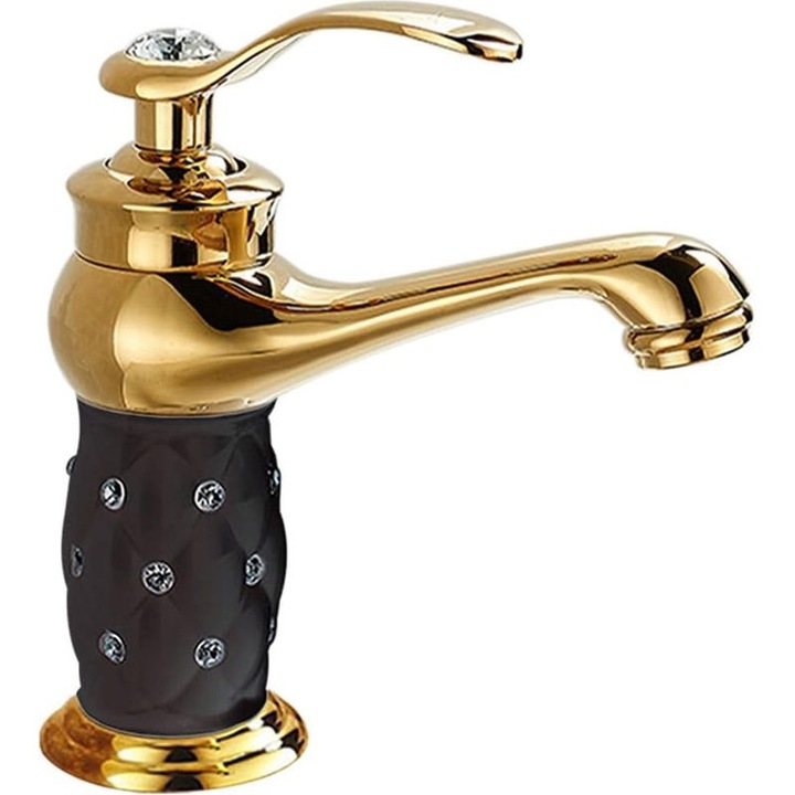 Egykaros mosdócsaptelep, réz, fekete, 9.5cm, egylyukas beépítés