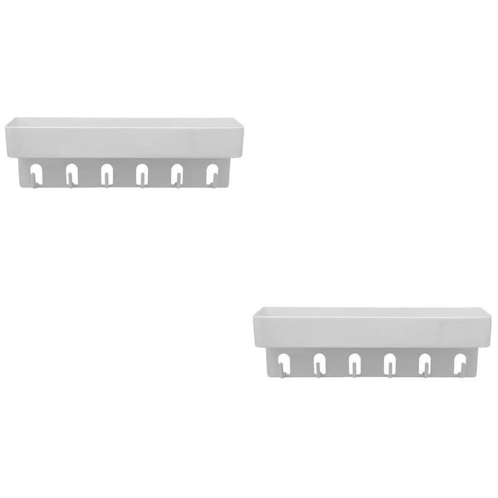 Suport chei perete, alb, plastic, 30x10x6cm, set 2 bucati