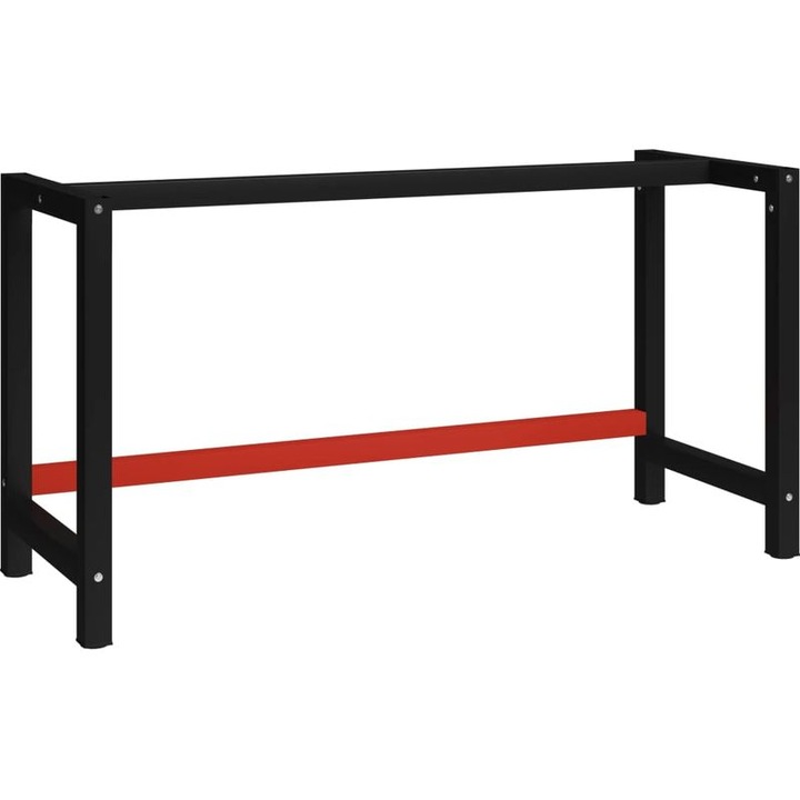 Set 2 banci de lucru metalice reglabile, negru, 55x69-95.5cm