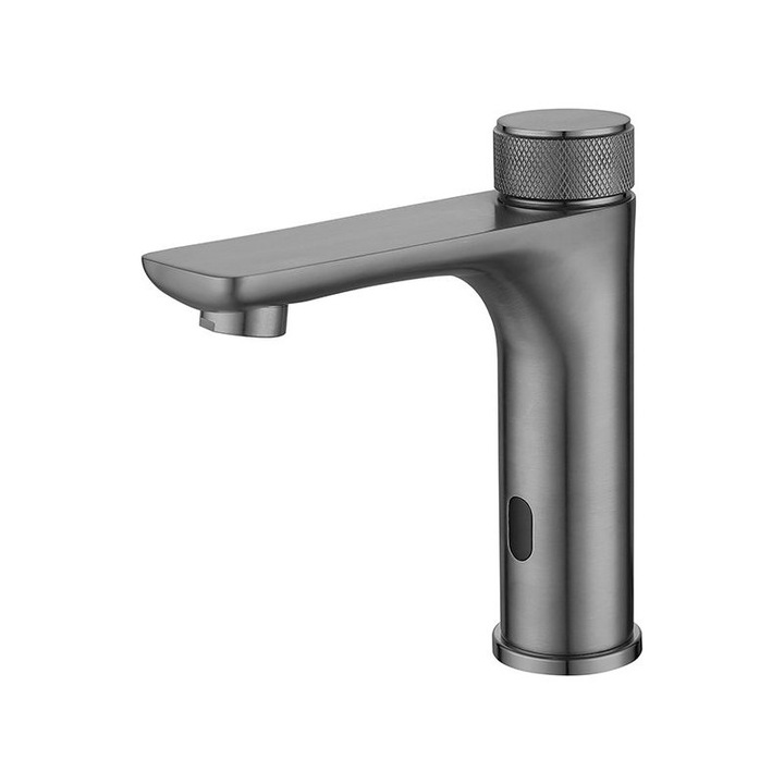 Infravörös érzékelős konyhai csaptelep, hideg-meleg víz, szürke, 3/8", pultra szerelhető, csaptelep