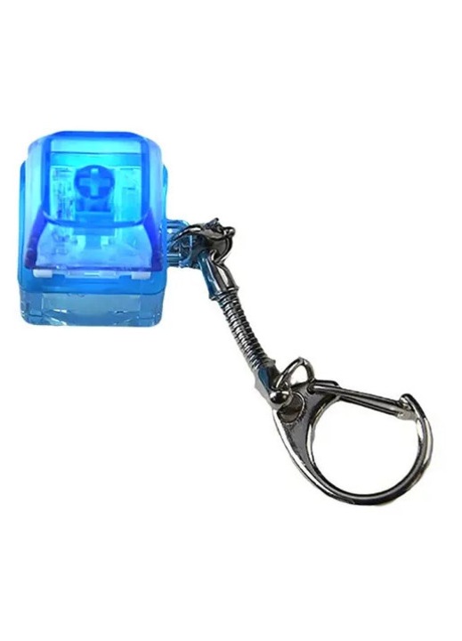 Átlátszó mechanikus kapcsoló teszter LED-del 20x20x12mm kulcstartó