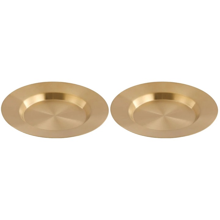 Farfurie paste, inox, auriu, 18x18x1.7cm, set 2 bucati
