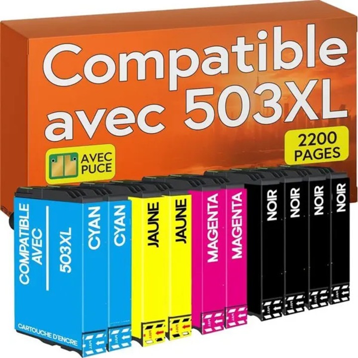 10 db kompatibilis 503XL tintapatron készlet, fekete cián magenta sárga, nagy kapacitású