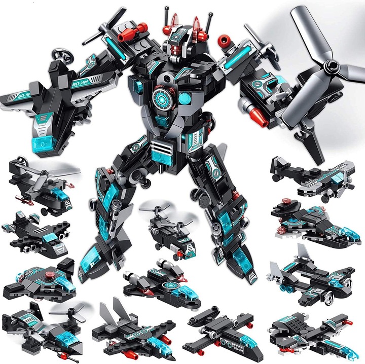 Építőjáték készlet 577 darabos, többszínű űrobot 24 az 1-ben 30x45cm