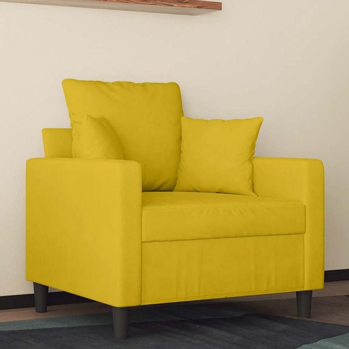 Sárga bársony fotel 78x77x80cm hab fém