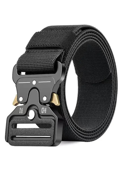 Kültéri edzőöv, 3,8 cm, nylon, ötvözet csattal, légáteresztő deréköv kempingezéshez, vadászathoz, túrázáshoz, fekete, 120 cm