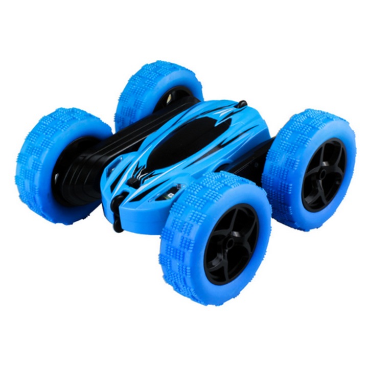 RC autó 4WD 1/28 kék, 360°-ban forgatható, LED lámpák, 7 km/h, 22 perc, 2 motor, terepjáró