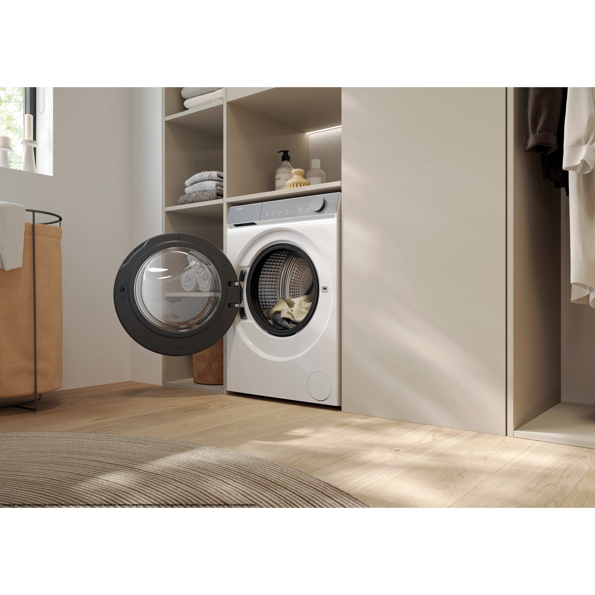Masina de spalat rufe Haier HW100-B14367U1-S, 10 kg, 1400 rpm, clasa A-30%, motor Direct Motion, Flexy Time, WiFi/ hOn app, ABT, Refresh, alba