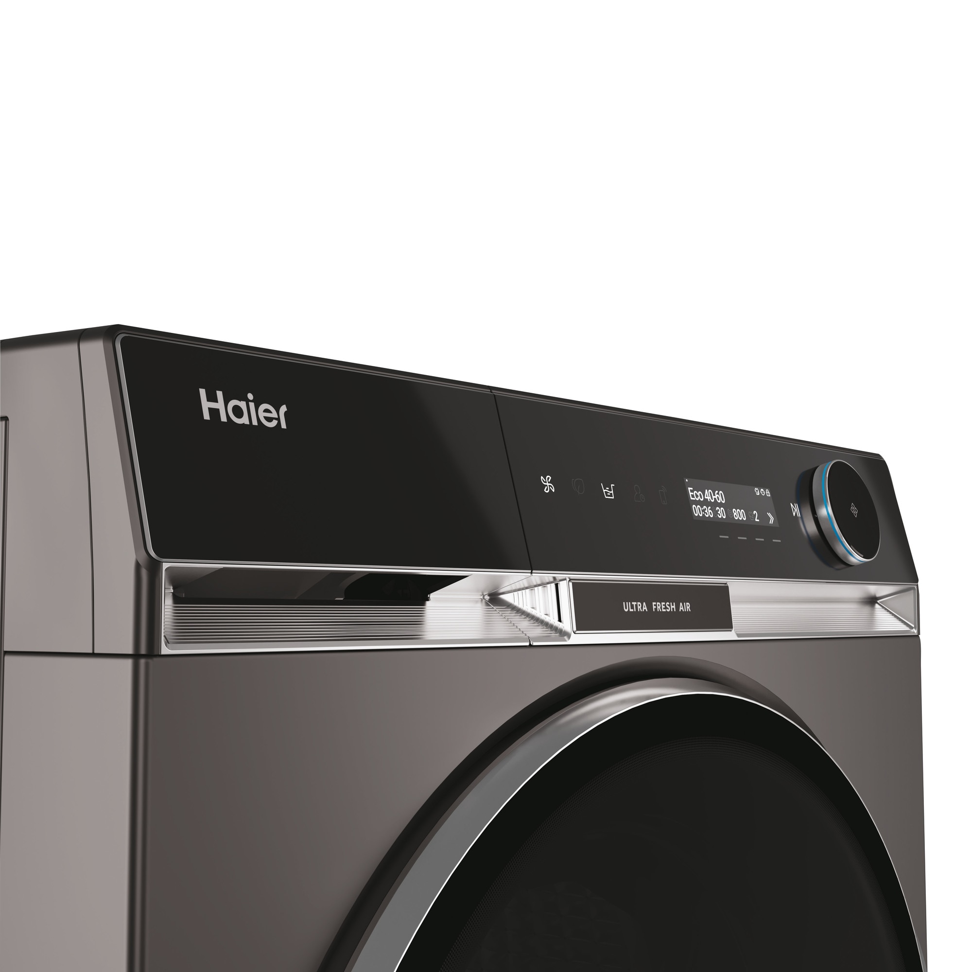 Masina de spalat rufe Haier HW100BD14397PGUS, 10 kg, 1400 rpm, clasa A-20%, motor Direct Motion, Ultra Fresh Air, WiFi/ hOn app, ABT, Refresh, display LCD touch control, antracit