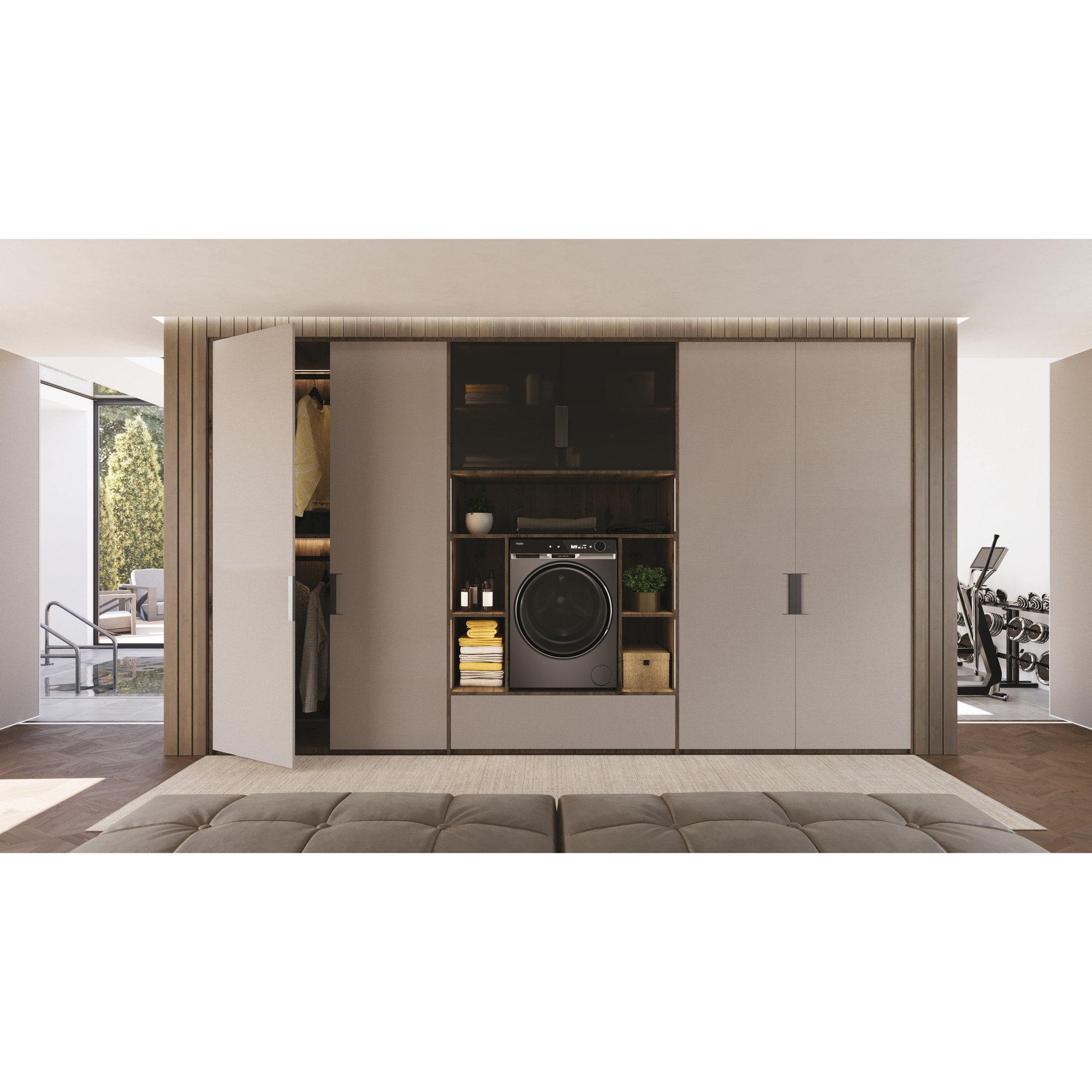 Masina de spalat rufe Haier HW100BD14397PGUS, 10 kg, 1400 rpm, clasa A-20%, motor Direct Motion, Ultra Fresh Air, WiFi/ hOn app, ABT, Refresh, display LCD touch control, antracit