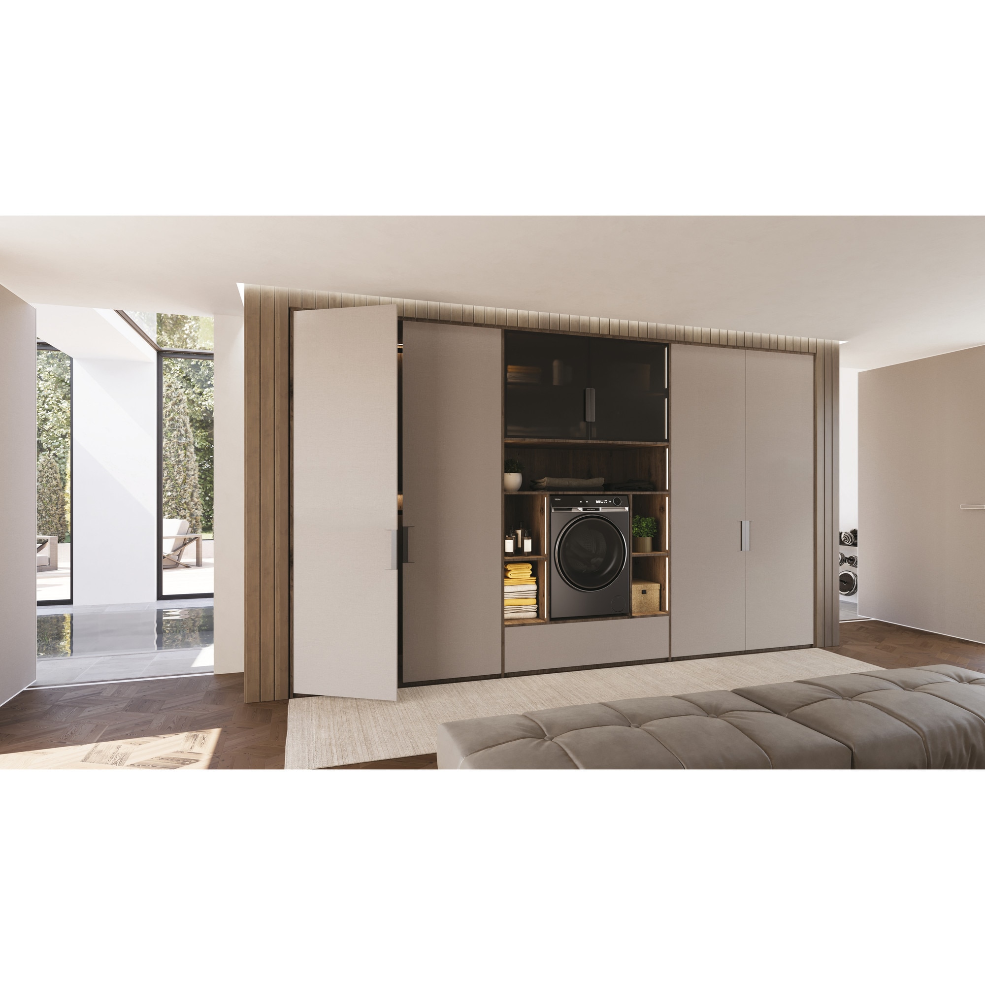 Masina de spalat rufe Haier HW100BD14397PGUS, 10 kg, 1400 rpm, clasa A-20%, motor Direct Motion, Ultra Fresh Air, WiFi/ hOn app, ABT, Refresh, display LCD touch control, antracit