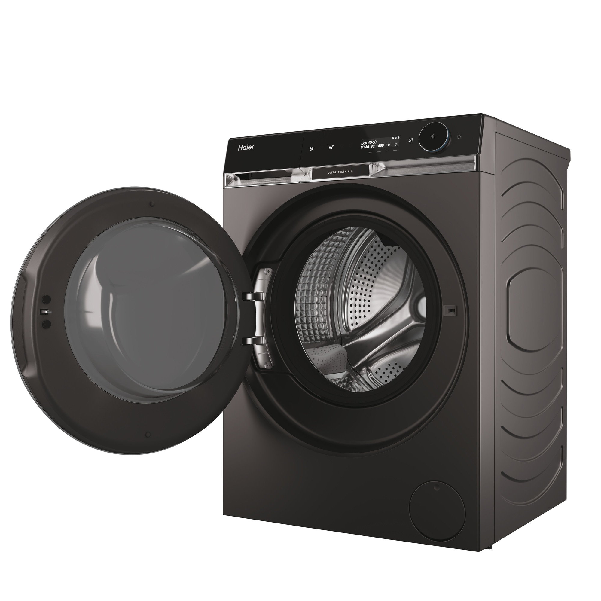 Masina de spalat rufe Haier HW100BD14397PGUS, 10 kg, 1400 rpm, clasa A-20%, motor Direct Motion, Ultra Fresh Air, WiFi/ hOn app, ABT, Refresh, display LCD touch control, antracit