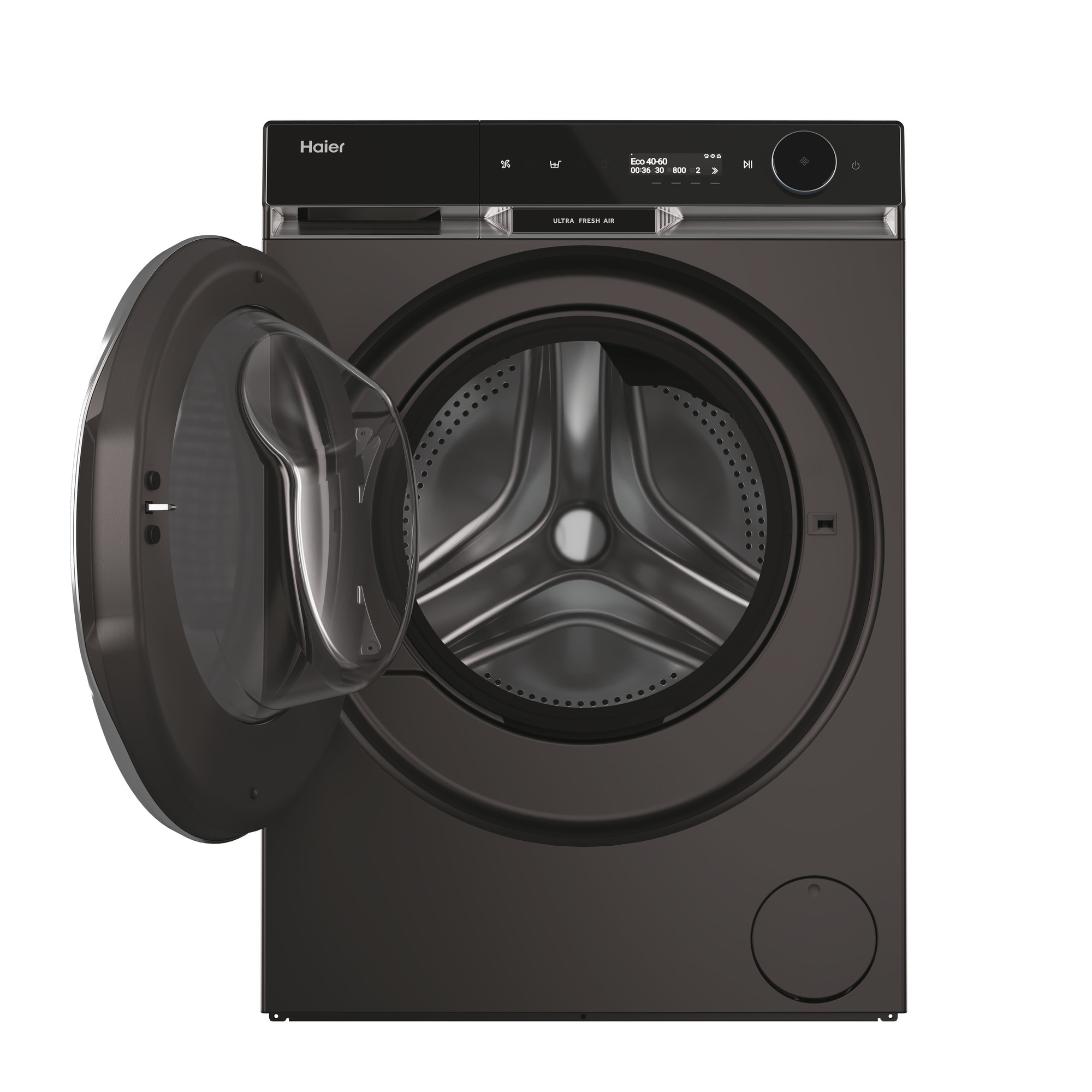 Masina de spalat rufe Haier HW100BD14397PGUS, 10 kg, 1400 rpm, clasa A-20%, motor Direct Motion, Ultra Fresh Air, WiFi/ hOn app, ABT, Refresh, display LCD touch control, antracit