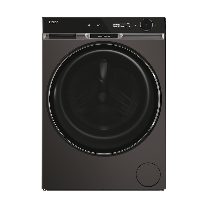 Masina de spalat rufe Haier HW100BD14397PGUS, 10 kg, 1400 rpm, clasa A-20%, motor Direct Motion, Ultra Fresh Air, WiFi/ hOn app, ABT, Refresh, display LCD touch control, antracit