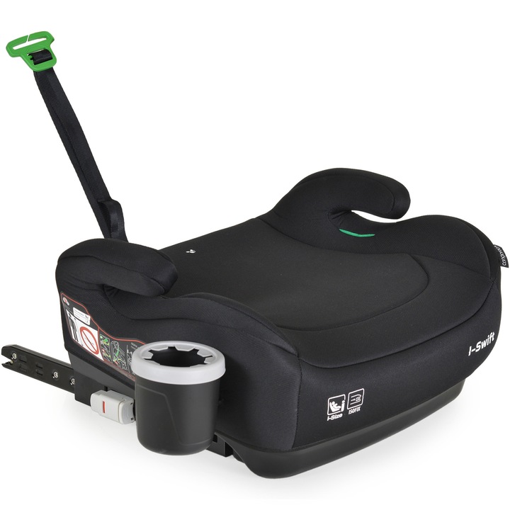 Scaun auto copii I-Swift, Cangaroo, 125-150 cm, i-Size R129, ISOFIX, reglabil, Negru