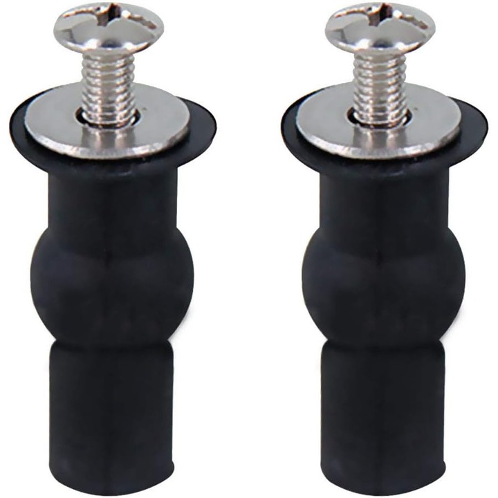 Set 2 Fixari Capac Toaleta, OEM, Negru, 50x22x28mm