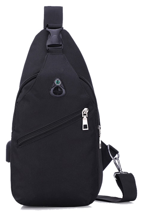 Crossbody sling hátizsák, légáteresztő anyag, fekete, állítható