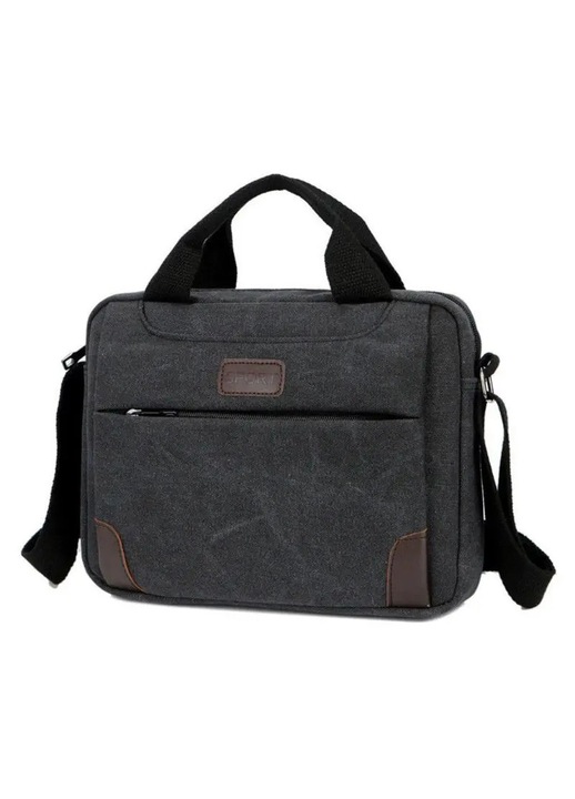 Férfi crossbody táska, vászon, fekete, 25x20x8cm