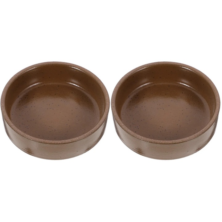 Set 2 boluri ceramice rotunde maro 9.2x9.2x3cm pentru sosuri