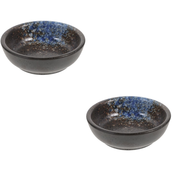 Set 2 boluri ceramice negre 9.5x9.5x3cm pentru sosuri