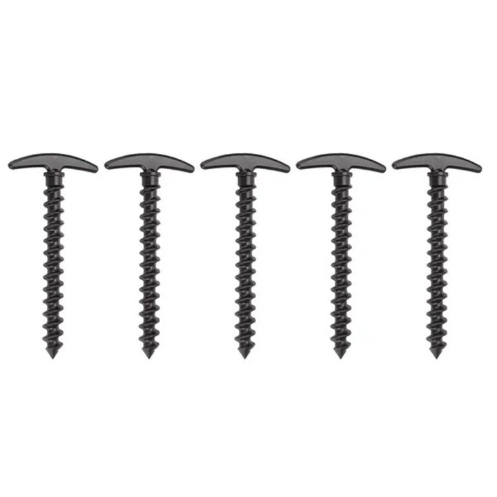 5 db-os sátorcövek készlet, fekete nylon, 66x131mm