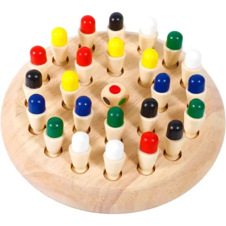 Joc de memorie Montessori lemn, interactiv, colorat, 4 ani